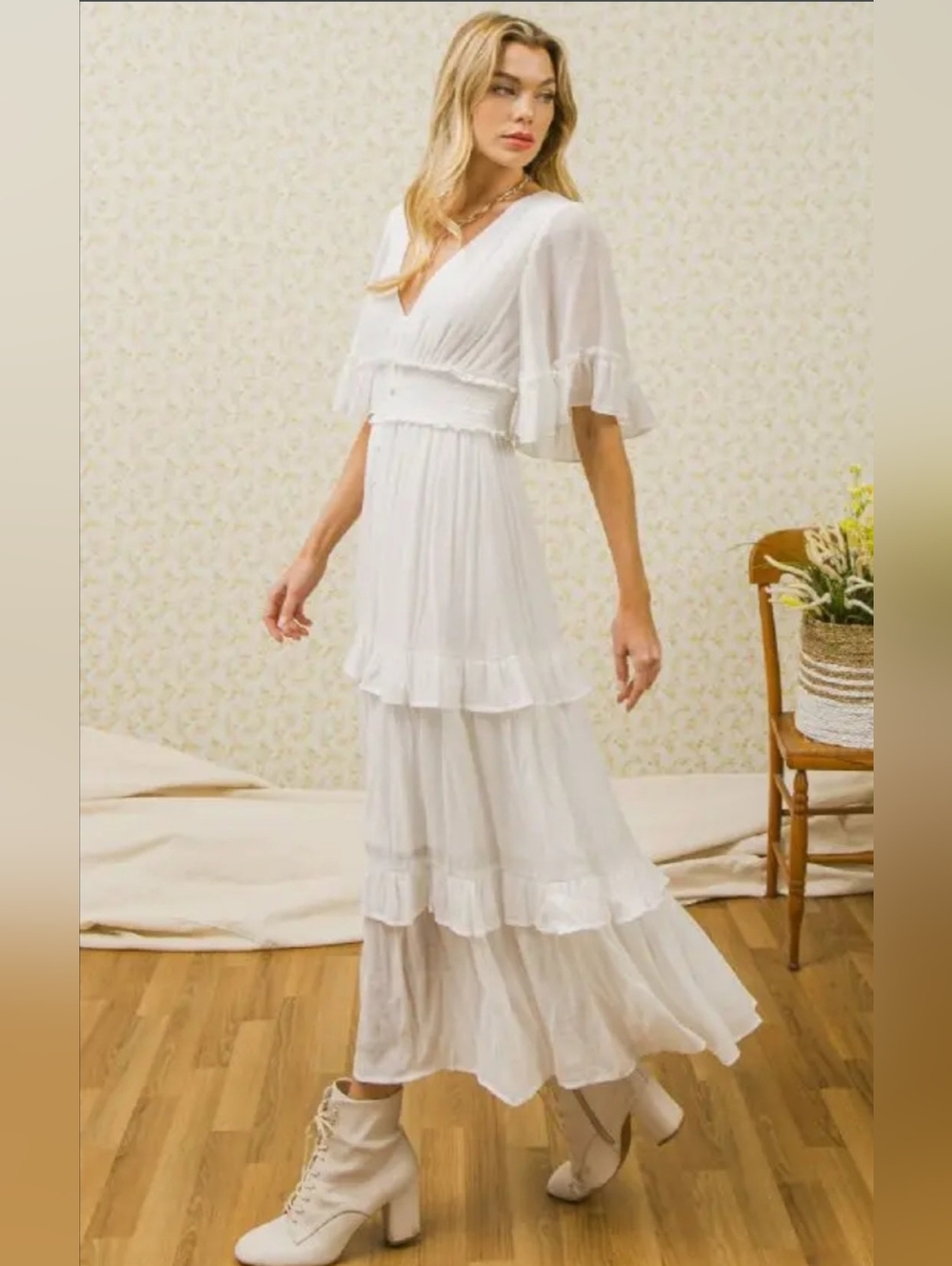 Solid White Maxi Dress